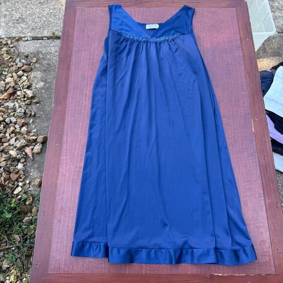 Vanity Fair Nightgown Women's Medium Navy Blue Vintage - Picture 1 of 7